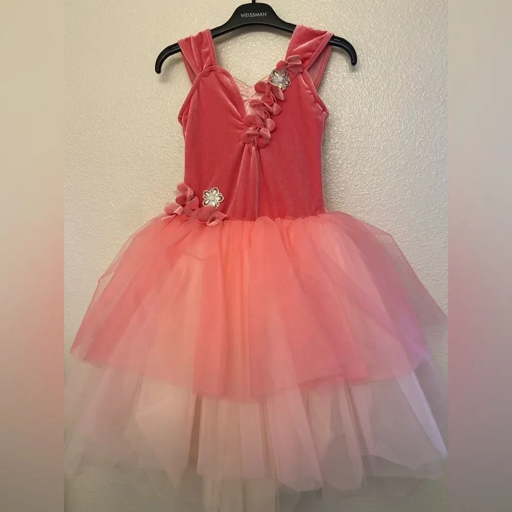 WEISSMAN Dance Costume pink velvet tutu ballet Hummel 13510 MC-Medium child
